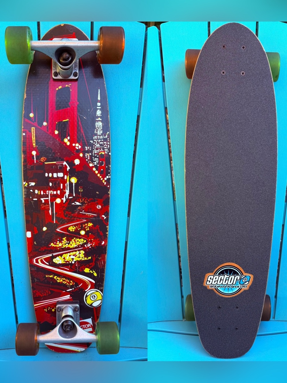 Sector 9 Skateboards Vintage San Francisco Theme Complete Skateboard 8.0” x 30”